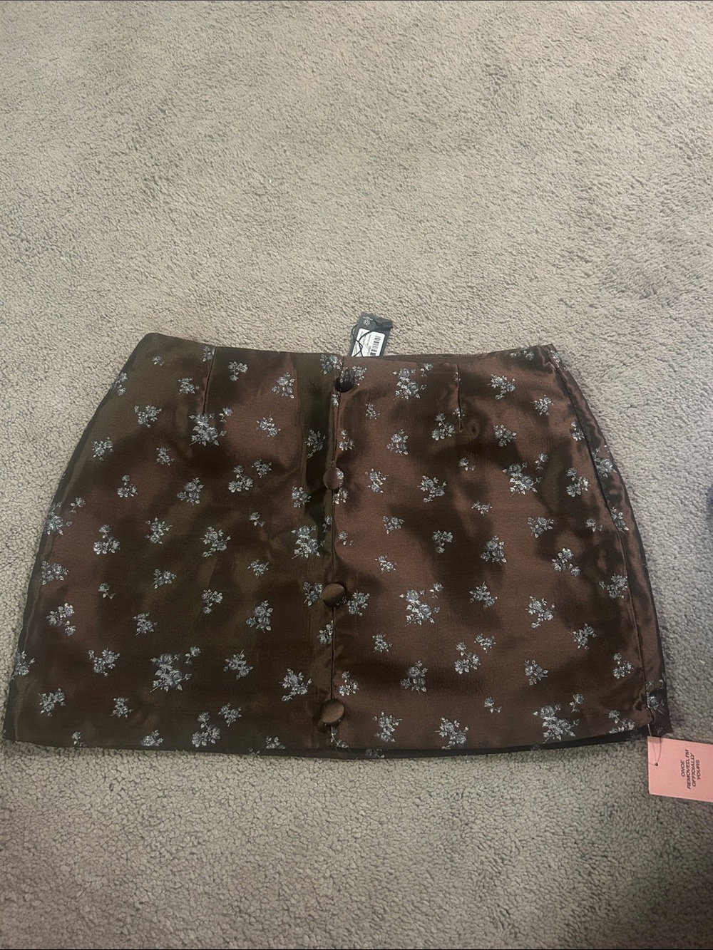 PrettyLittleThing Brown Floral Button Mini Skirt